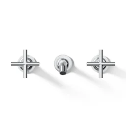 Wall-mount bathroom sink faucet trim with Cross handles, 1.2 gpm