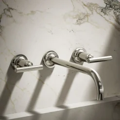 Wall-mount bathroom sink faucet trim with Lever handles, 1.2 gpm