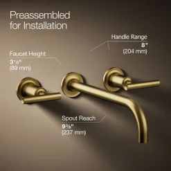 Wall-mount bathroom sink faucet trim with Lever handles, 1.2 gpm