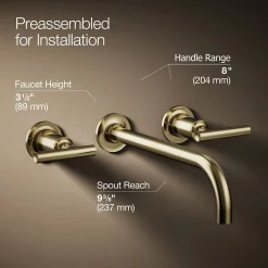 Wall-mount bathroom sink faucet trim with Lever handles, 1.2 gpm