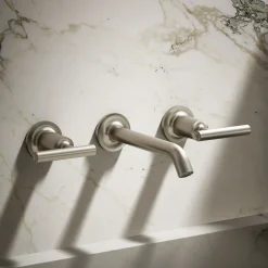 Wall-mount bathroom sink faucet trim with Lever handles, 1.2 gpm