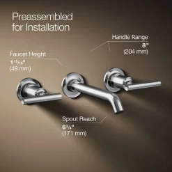 Wall-mount bathroom sink faucet trim with Lever handles, 1.2 gpm