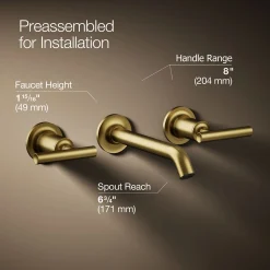Wall-mount bathroom sink faucet trim with Lever handles, 1.2 gpm