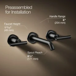 Wall-mount bathroom sink faucet trim with Lever handles, 1.2 gpm