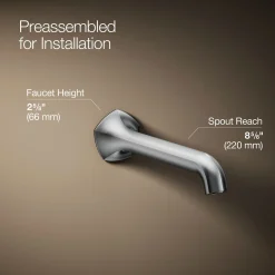 Wall-mount bathroom sink faucet spout with Straight design, 1.2 gpm