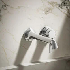 Wall-mount bathroom sink faucet spout with Straight design, 1.2 gpm