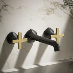 Wall-mount bathroom sink faucet Cross handle trim, 1.2 gpm