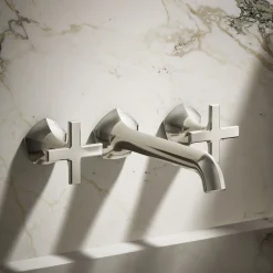 Wall-mount bathroom sink faucet Cross handle trim, 1.2 gpm