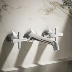 Wall-mount bathroom sink faucet Cross handle trim, 1.2 gpm