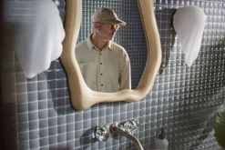 Wall-mount bathroom sink faucet handle trim