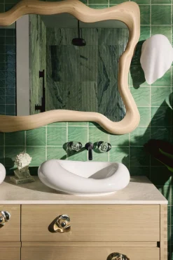 Wall-mount bathroom sink faucet handle trim
