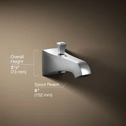 Wall-mount bath spout with Deco design and diverter