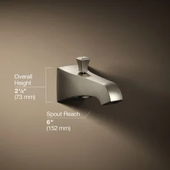 Wall-mount bath spout with Deco design and diverter