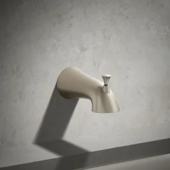 Wall-mount bath spout with diverter