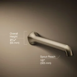Wall-mount bath spout with Straight design, 12
