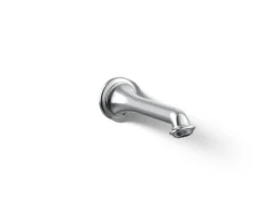 Wall-mount bath spout with turned design