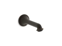 Wall-mount bath spout with turned design