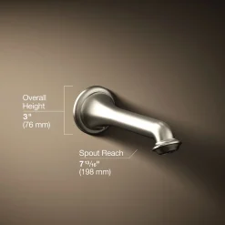 Wall-mount bath spout with turned design