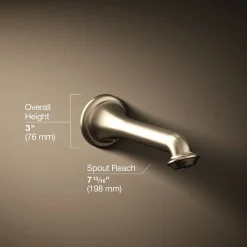 Wall-mount bath spout with turned design