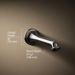 Wall-mount bath spout with turned design