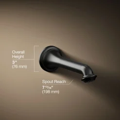 Wall-mount bath spout with turned design