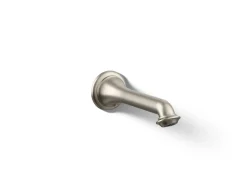 Wall-mount bath spout with turned design