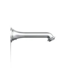 Wall-mount bath spout with turned design
