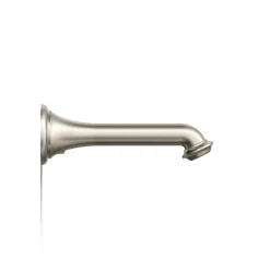 Wall-mount bath spout with turned design