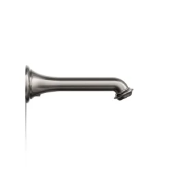Wall-mount bath spout with turned design