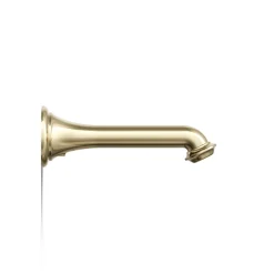 Wall-mount bath spout with turned design