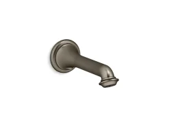 Wall-mount bath spout with turned design