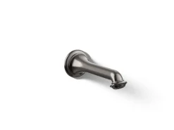 Wall-mount bath spout with turned design