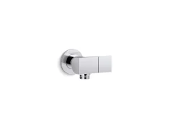 Wall-mount handshower holder with supply elbow and check valve
