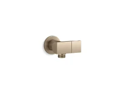 Wall-mount handshower holder with supply elbow and check valve