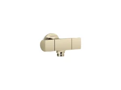 Wall-mount handshower holder with supply elbow and volume control