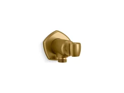 Wall-mount handshower holder with supply elbow and check valve