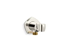 Wall-mount handshower holder with supply elbow and check valve