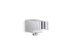 Wall-mount handshower holder with supply elbow and check valve