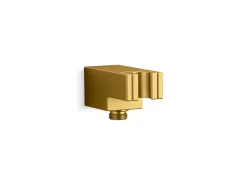 Wall-mount handshower holder with supply elbow and check valve