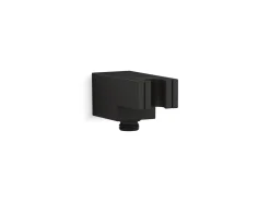 Wall-mount handshower holder with supply elbow and check valve