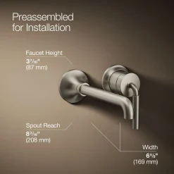 Wall-mount single-handle bathroom sink faucet, 1.2 gpm