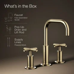 Widespread bathroom sink faucet with Cross handles, 1.2 gpm