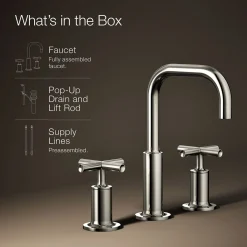 Widespread bathroom sink faucet with Cross handles, 1.2 gpm