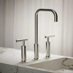 Widespread bathroom sink faucet with Lever handles, 1.2 gpm