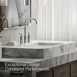 Widespread bathroom sink faucet with Lever handles, 1.2 gpm