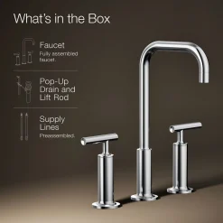 Widespread bathroom sink faucet with Lever handles, 1.2 gpm