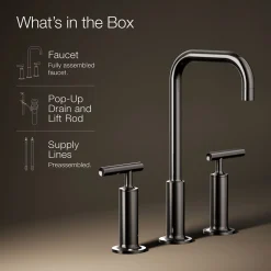 Widespread bathroom sink faucet with Lever handles, 1.2 gpm