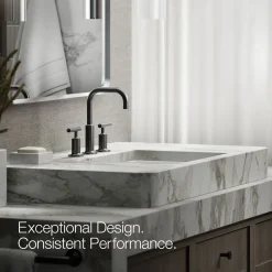 Widespread bathroom sink faucet with Lever handles, 1.2 gpm