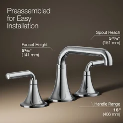 Widespread bathroom sink faucet, 0.5 gpm
