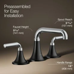 Widespread bathroom sink faucet, 0.5 gpm